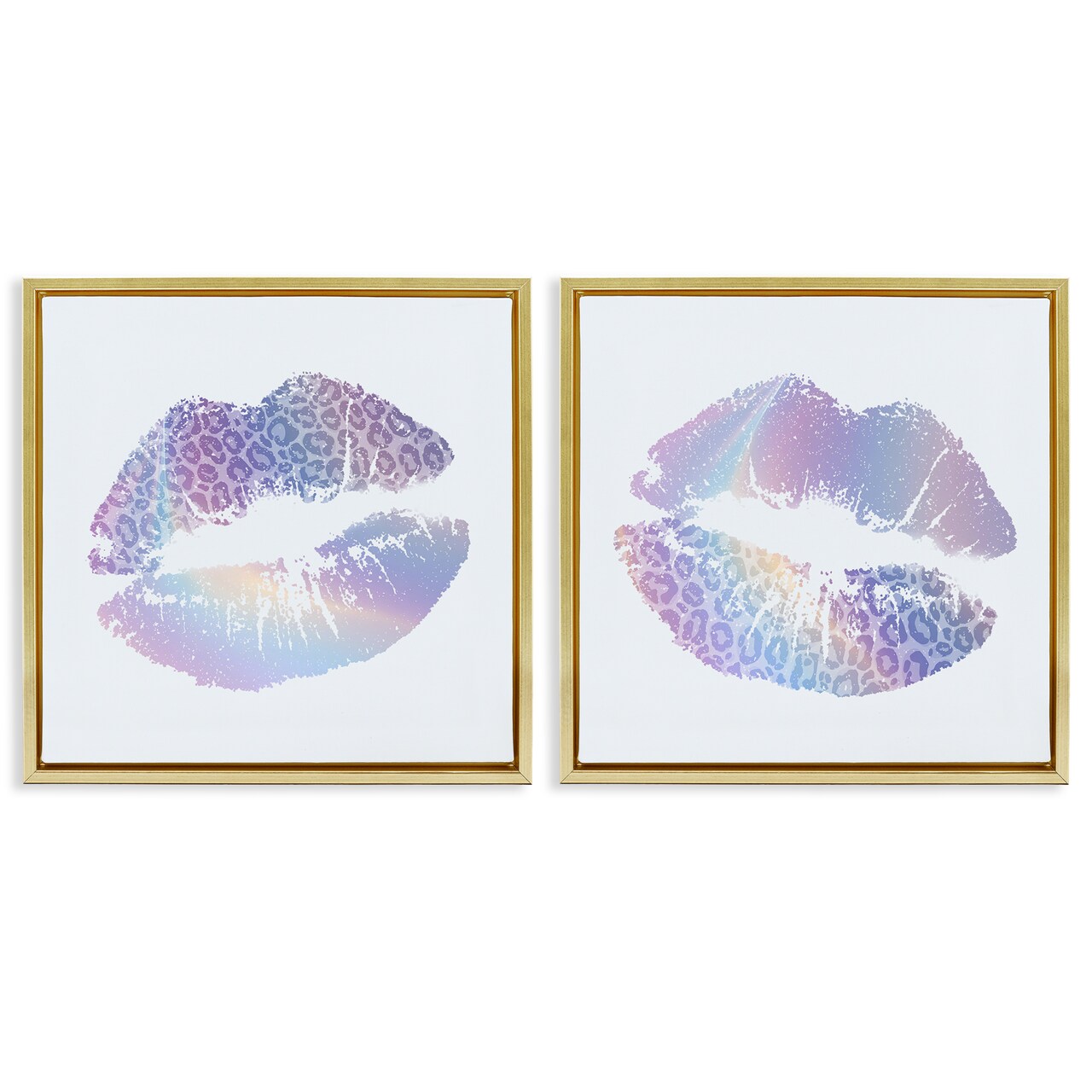 Stupell Industries Glam Leopard Pattern Lipstick 2pc Floating Frame Set Design by Kim Allen